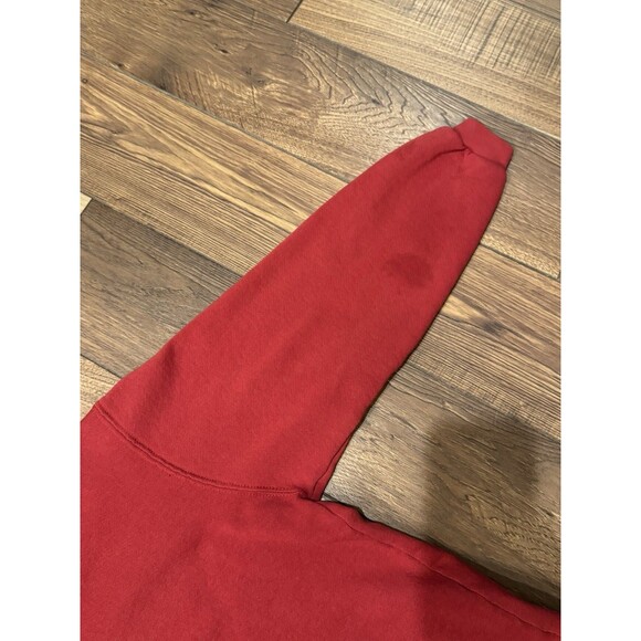 Vintage 80s 90s Fruit of the Loom Blank Zip Up Red Hoodie Sweatshirt Size L - Picture 3 of 5